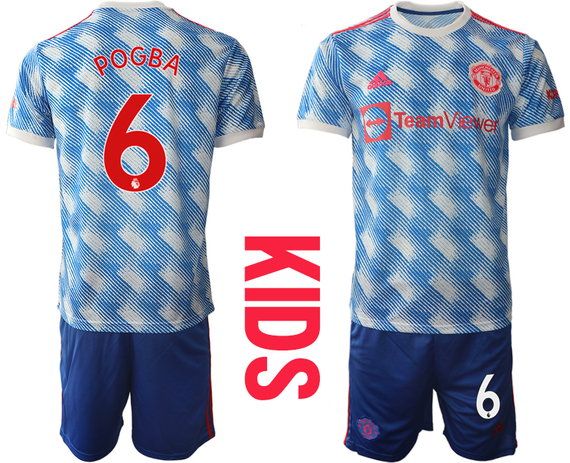 Youth 2021-2022 Club Manchester United away blue #6 Soccer Jersey
